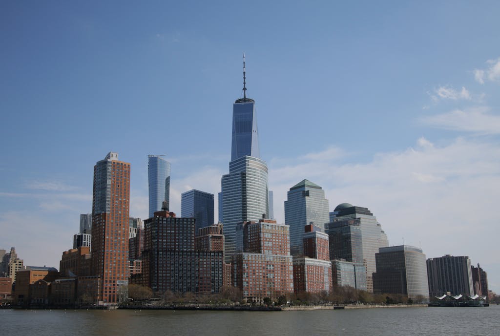 Iconic skyline of Lower Manhattan featuring One World Trade Center.